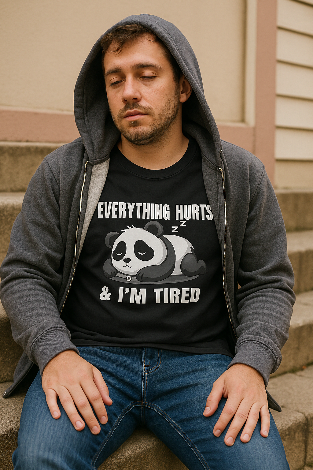 Tired Panda Gym Oversized Tee